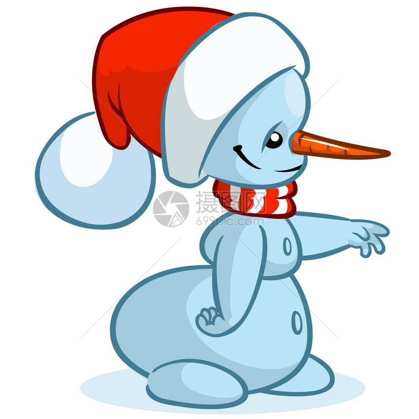 季节白色的圣诞雪人戴着塔帽和条纹围巾在白色背景上被孤立向量图片