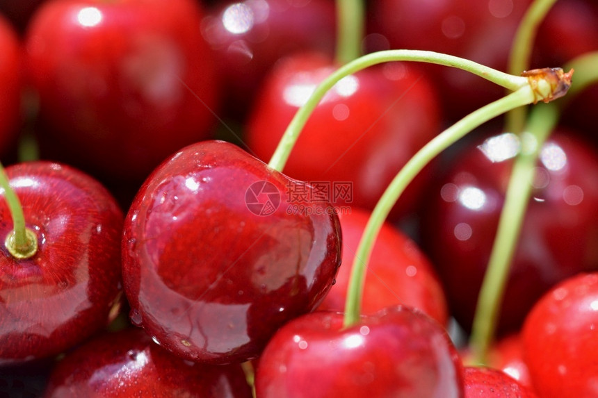 新鲜的水果关闭古典夏季健康果子新鲜樱桃素食主义者碗图片