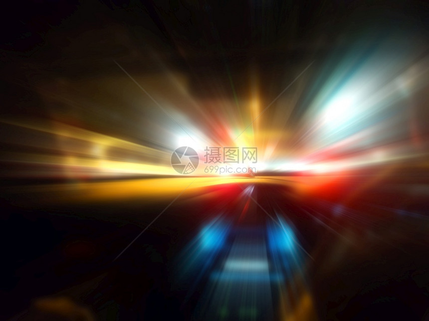未来派痕迹夜间路上的汽车速度运动射线图片