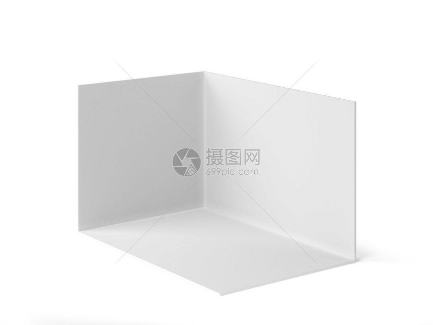 建造以白色背景隔开的简单交易展间模拟3d插图广告正方形图片
