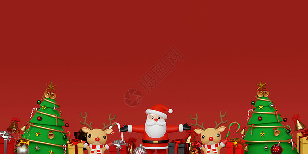 买东西使我愉快使成为季节圣诞快乐新年圣诞老人和驯鹿的背景圣诞礼物3D赠品D展示设计图片