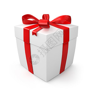 在白色背景上孤立的礼品盒3d插图目的婚礼丝带图片