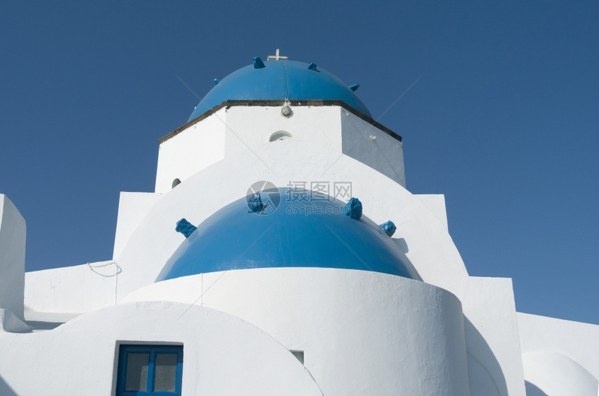 屋顶尊重希腊圣托里尼岛奥亚教堂正统图片