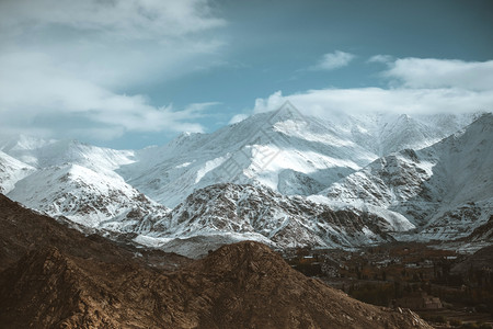 冬季的雪山美景背景图片