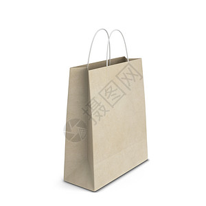品牌推广纸白色背景上孤立的空白购物袋模型3d插图购物中心图片