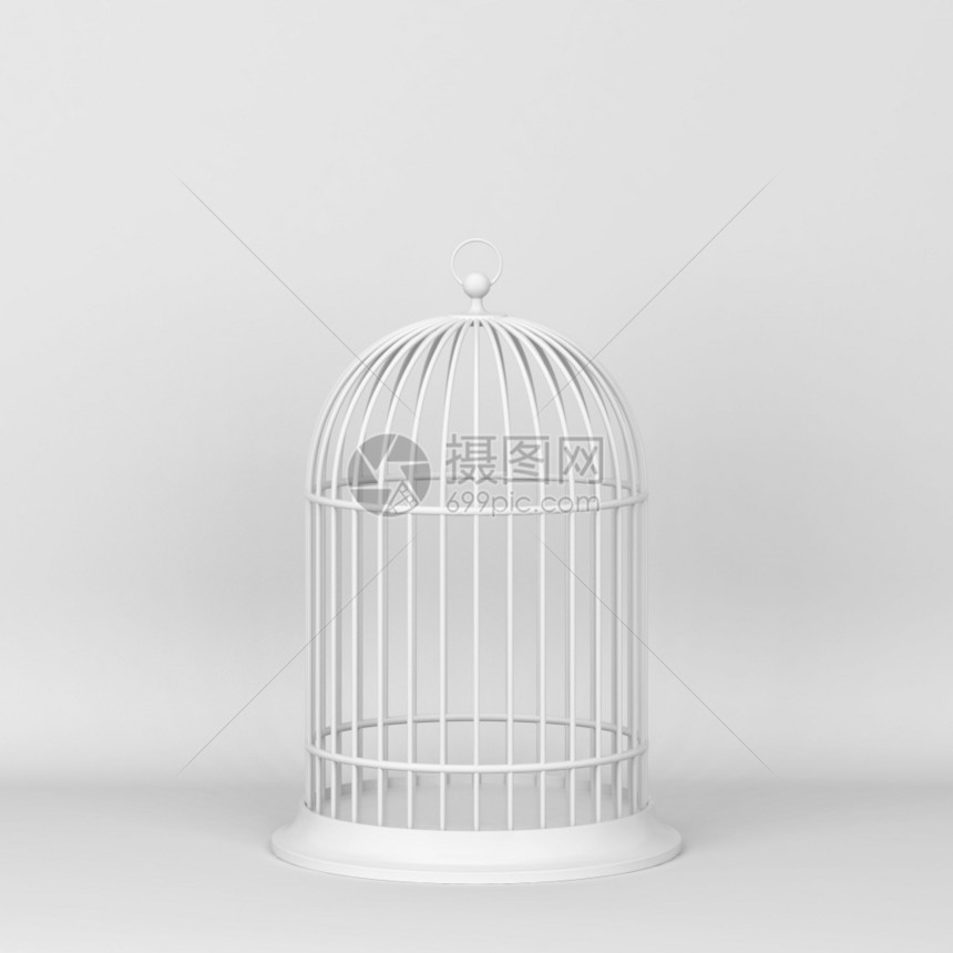 灰色背景的封闭装饰鸟笼3D插图优质的里面可能图片