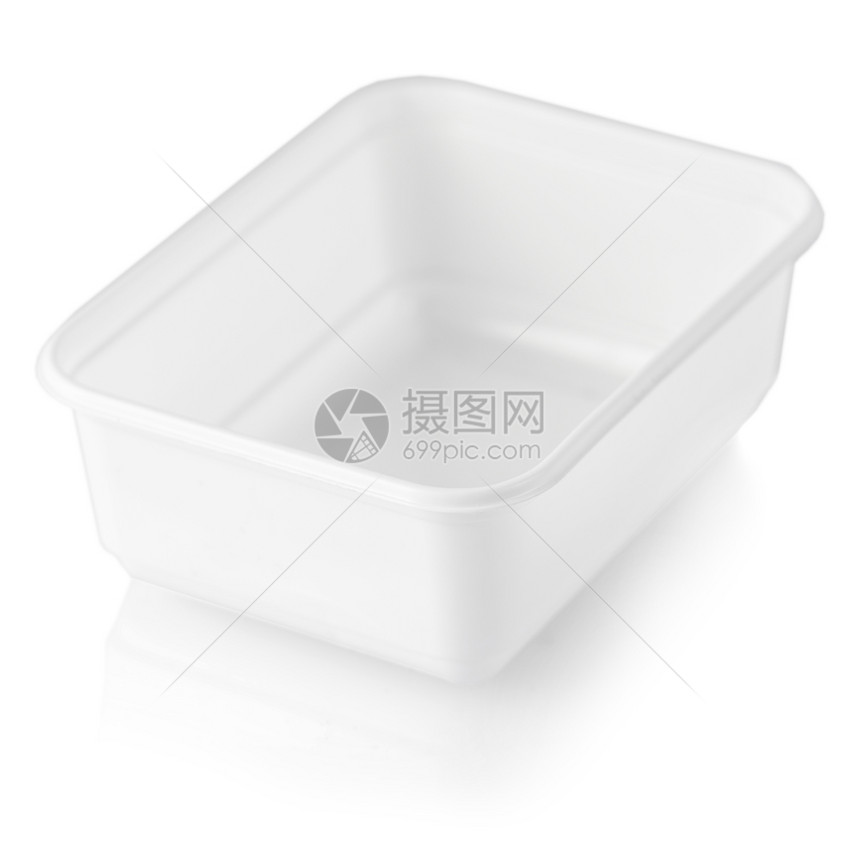 环境白色的底隔离塑料食品盒覆盖图片
