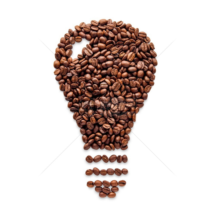 目的咖啡杯形状用孤立于白色背景的豆子制成咖啡杯形状灯泡用豆子制成咖啡杯形状阿拉伯早餐图片