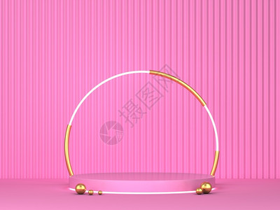 金的座一种简易讲台舞光拱作为产品设计展示的灯塔最小场景3d插图图片