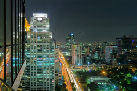 曼谷黄昏夜景区商业曼谷夜景的市风夜办公室旅行城市景观图片