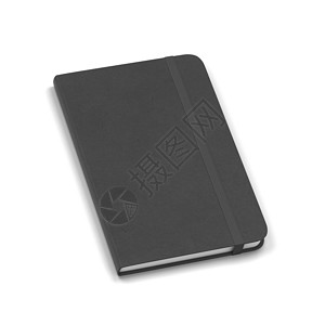 笔记本充电器学习写工艺白色背景上隔离的带弹闭合制模版3d插图空白笔记本设计图片