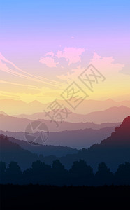eps10矢量日出和落的花边纸说明矢量样式彩色视图背景示插树木太阳图片
