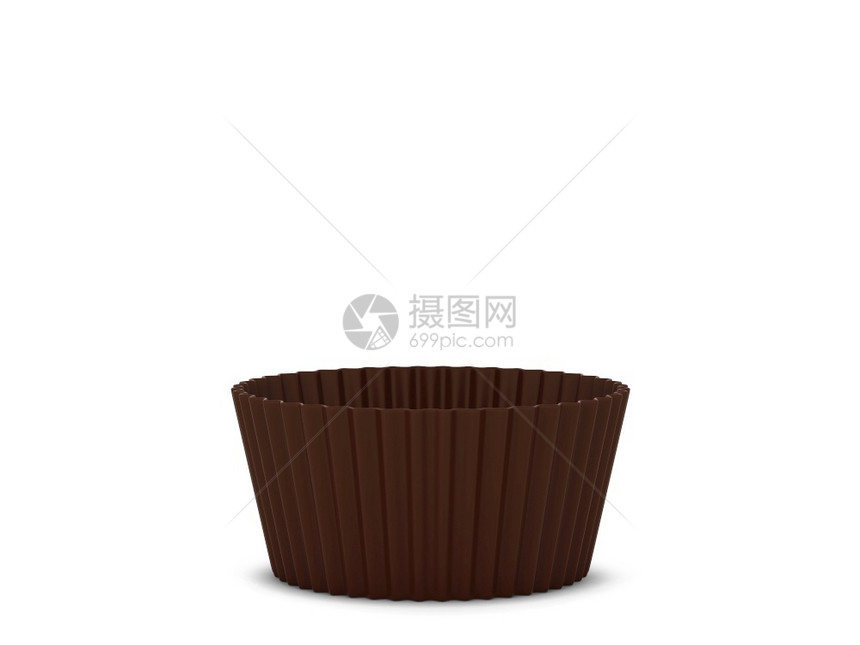 供应空白的纸杯蛋糕硅形式3d插图在白色底面包圈中隔离柔软的图片