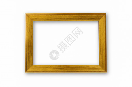 目的优质金制木照片框在白色上隔离有剪切路径图片框边界图片