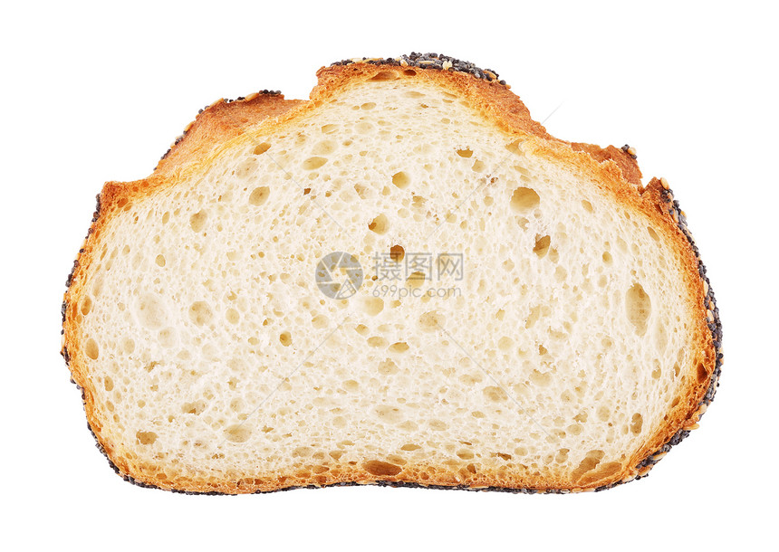 白面包切片底隔离粮食营养硬皮图片