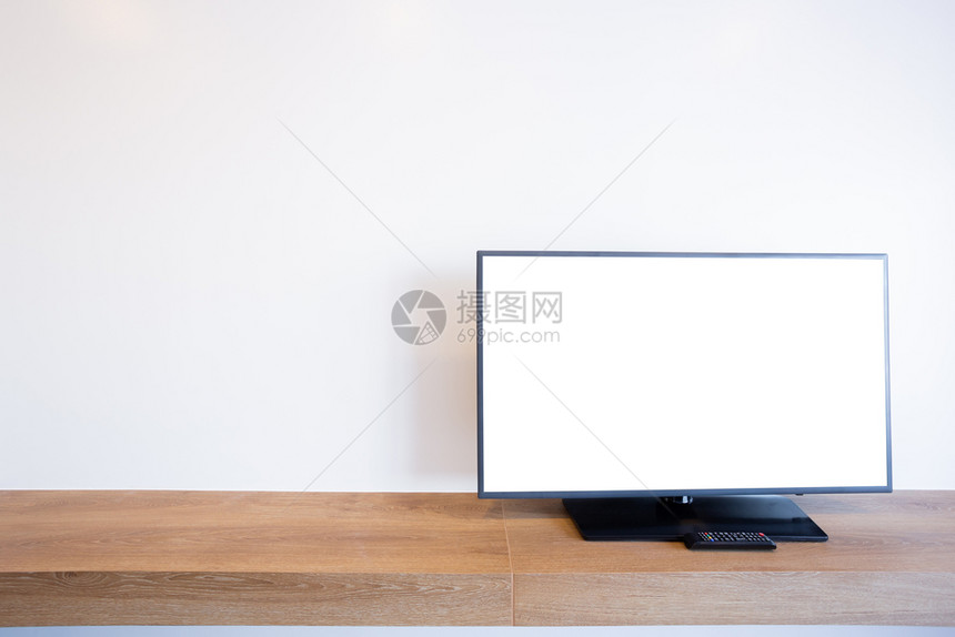 商业水晶在砖墙内房白色屏幕上播放显示器引导的电视或展示图片
