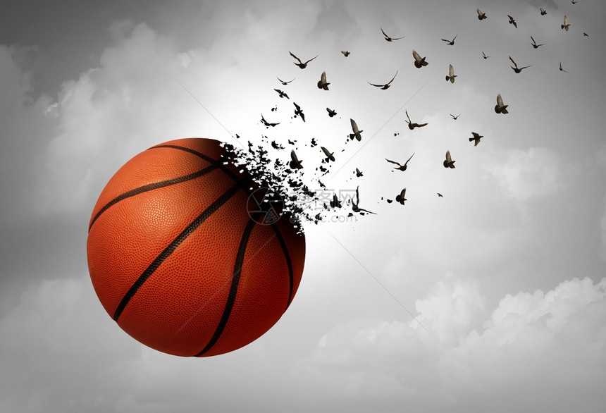 沮丧压力体育失概念和忧郁以及悲剧体育事件和悲伤感心理符号作为篮球转换鸟群的3D插图风格中的悲哀眼粉丝抑郁症运动员图片