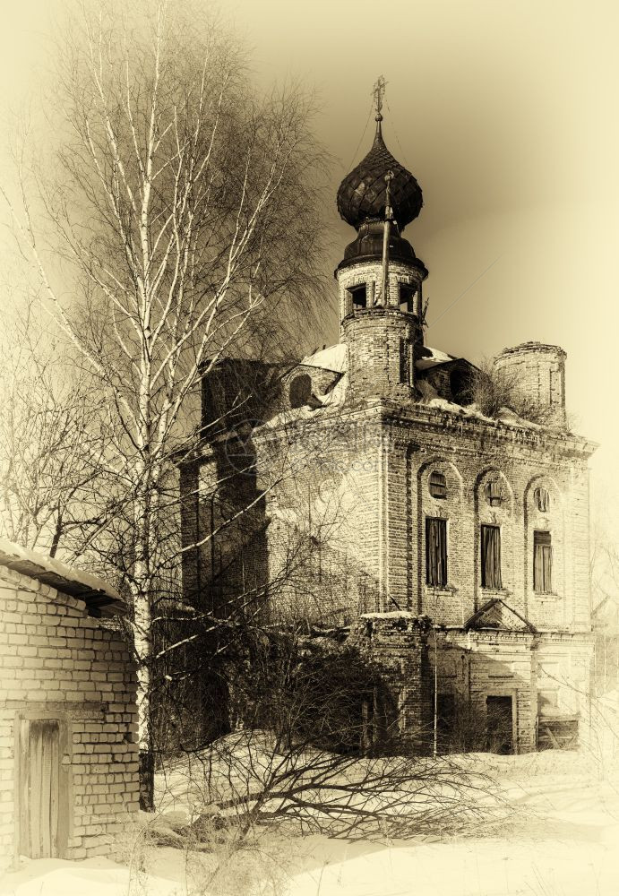 垂直的棕褐色复古俄罗斯东正教废弃堂背景垂直棕褐色复古俄罗斯东正教废弃堂背景颜色目的图片