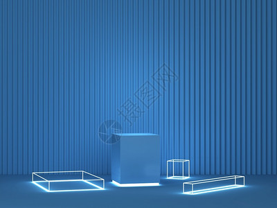 以光形状作为产品设计演示的抽象显站点最小场景3d插图荧光的平台展示图片