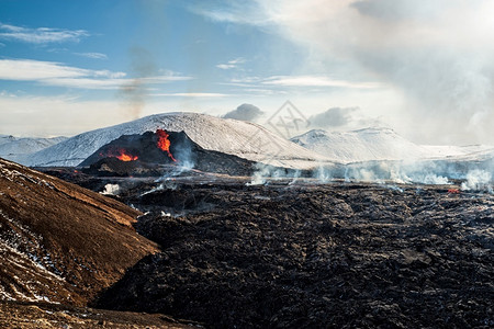 通热内斯灰地质学活力冰岛雷克雅未附近40公里处雷克雅未内斯半岛的Fagradalsfjall火山爆发背景