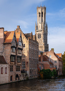 城市比利时布鲁日河沿岸历史建筑Bruges河吸引力城市的图片