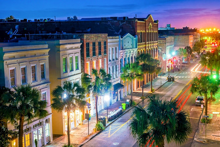 联合的黎明黄昏美国南卡罗来纳州Charleston市中心城区历史图片
