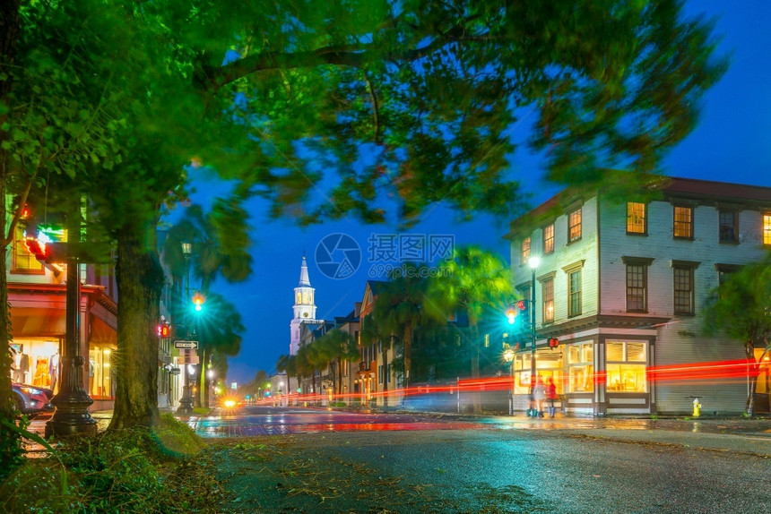 英石美国人历史的南卡罗来纳州Charleston市中心城区历史图片