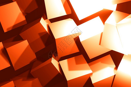 生动橙色3d立方体抽象投影背景泄漏刷子图片