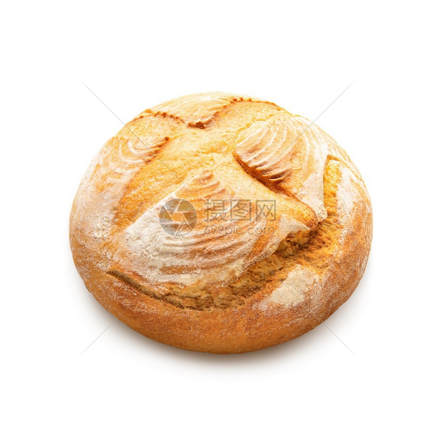 圆形烤谷物面包在白色背景上分离顶部视图圆形烤谷物面包充满活力棕色的自由图片
