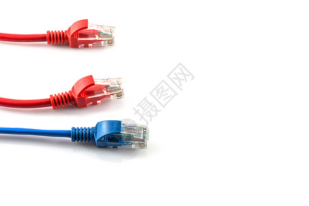 蓝色的局域网沟通白背景孤立的网络互联电缆Name图片