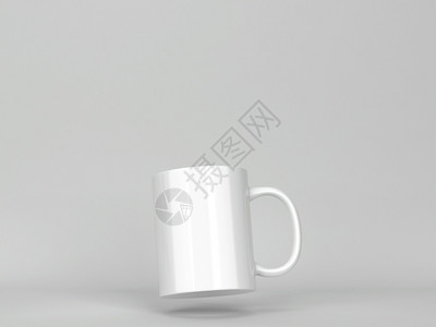 瓷杯子食物灰色背景的空白陶瓷杯模型3d插图陶瓷制品早晨设计图片