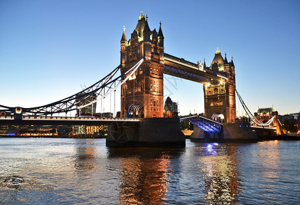 英国反射伦敦塔桥旅游图片