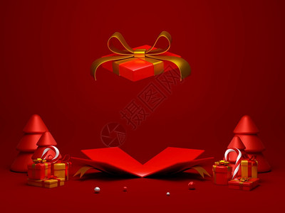 季节宣传册销售供产品广告使用的开放圣诞礼品盒3插图图片