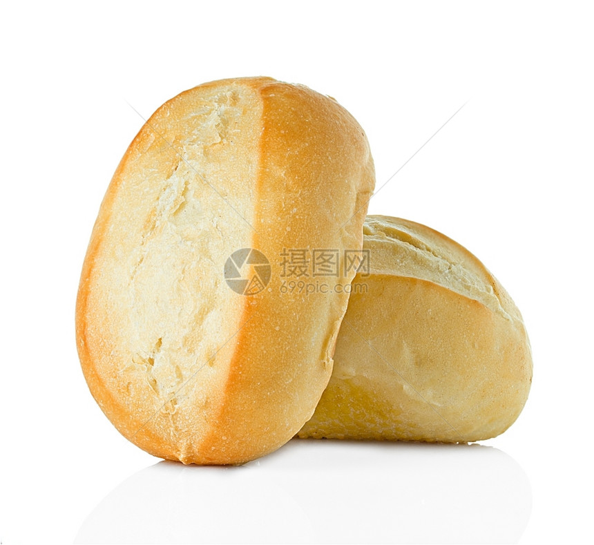 午餐白色背景上孤立的面包饮食烘烤图片