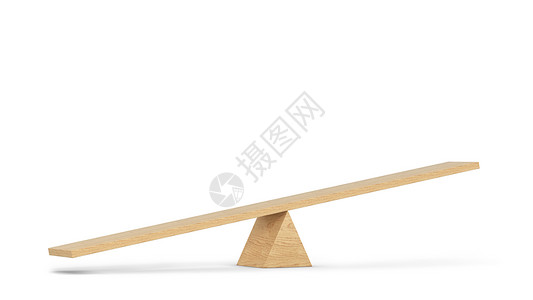 白色背景上孤立的简单锯平衡概念3d插图跷板数字不平衡图片