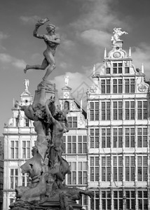 建筑物屋全景比利时安特卫普著名地点之一格罗特市场周围的旧建筑图片