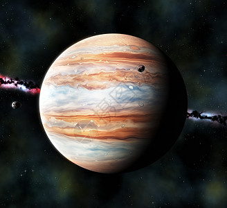轨道苦艾像木星Thebe和Amalthea这样的巨气行星和卫3D系统图片