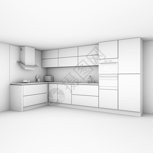 厨房焕新季新的白色内部版本AO的现代厨房柜子白色的干净橱柜设计图片