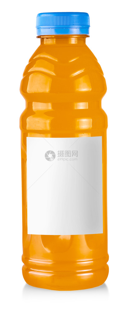 在白色背景上隔离标签的果汁瓶子反射饮料图片