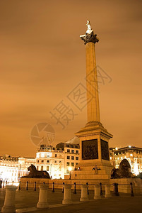 布里坦伟大的游客发光英国伦敦夜间Trafalgar广场背景