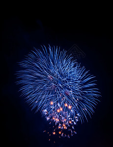 蓝火流星雨黑暗的颜色夜晚新年节日黑的蓝火花烟设计图片