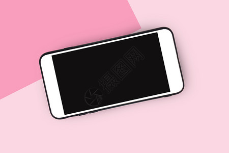 粉红背景的移动智能手机便携的空白触碰图片