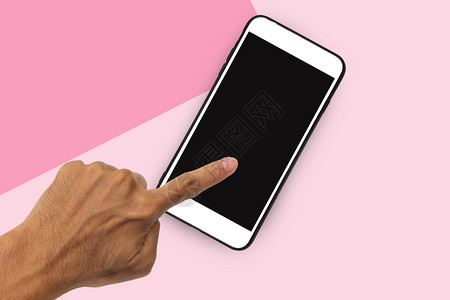 联系空的电子粉红背景移动智能手机图片