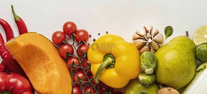樱桃大蒜最上视图排列种蔬菜饮食图片