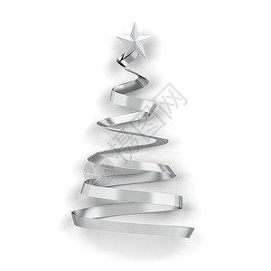 树式极简主义卡片带有恒星3d插图的最小式圣诞树喜庆的设计图片