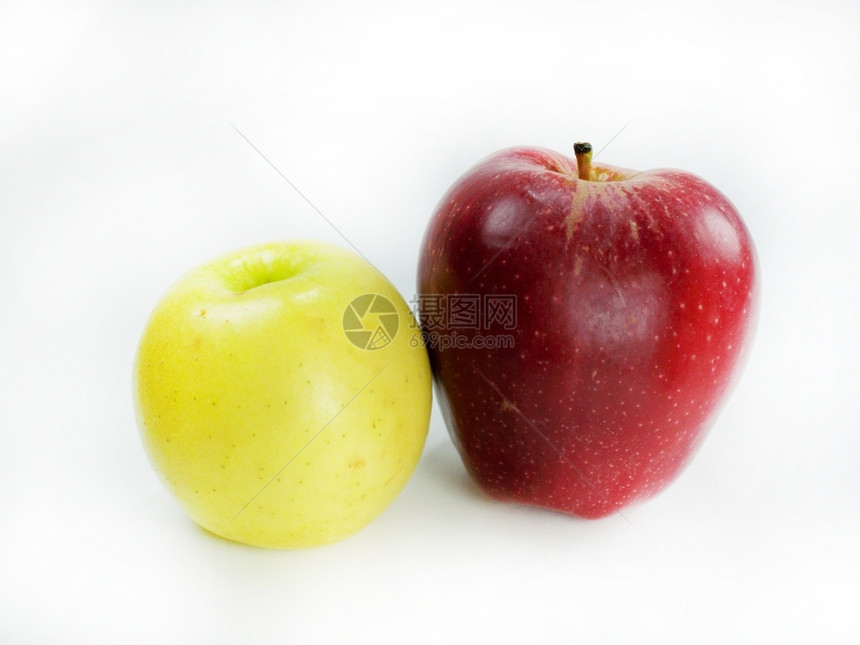 健康美味的白背景新鲜苹果水单身的图片