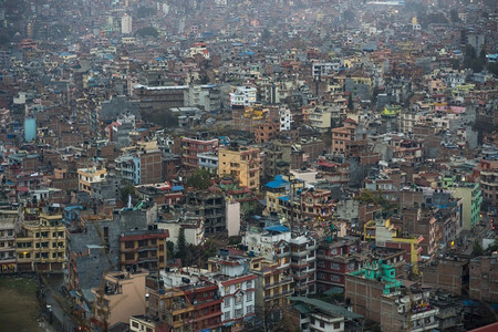 美丽的尼泊尔加德满都市的空中景象城观地标图片