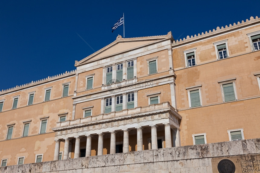 现希腊议会大楼旧皇宫的正面墙旧皇宫城市结石雅典图片