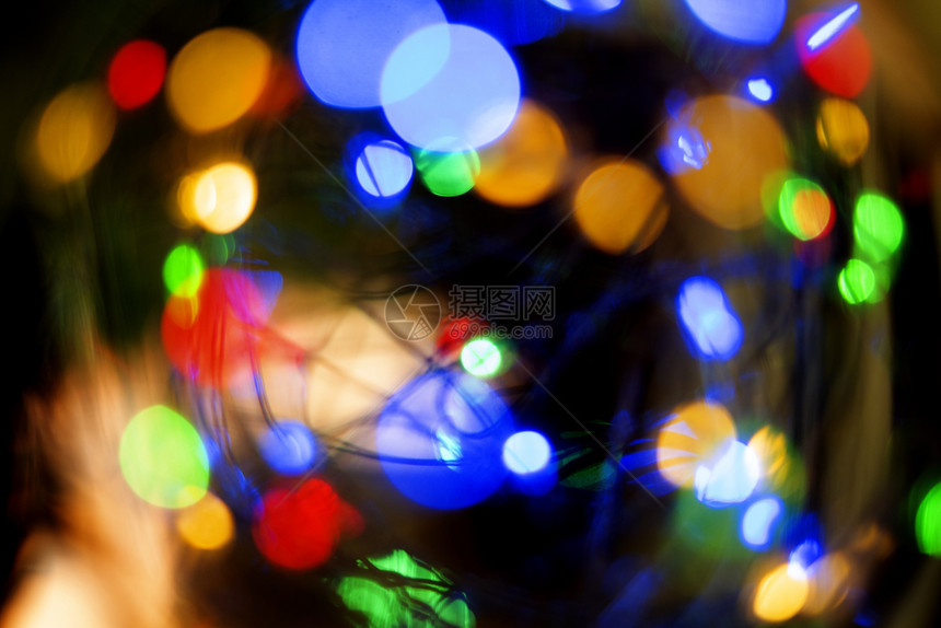 闪耀模糊抽象背景的图片LED光bokeh蓝色的红图片