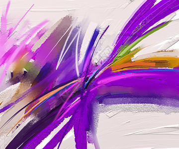 紫色羽毛刷笔触调色板画布纹理上的抽象彩色油画手绘笔触背景现代艺术油画与紫色红抽象当代艺术背景帆布质地设计图片